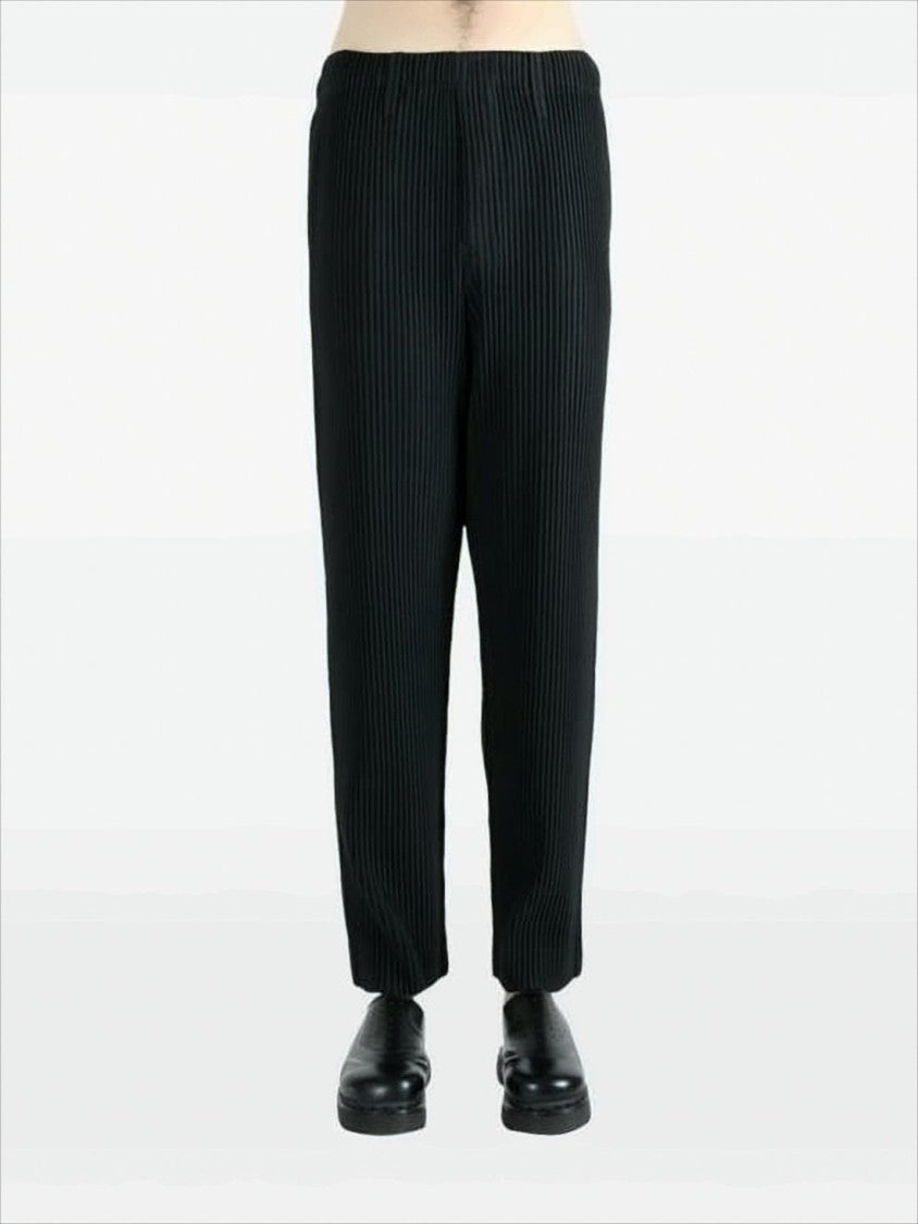 Homme Plissé Issey Miyake Pleated Design Pants With Straight Tapered Leg Silhouette