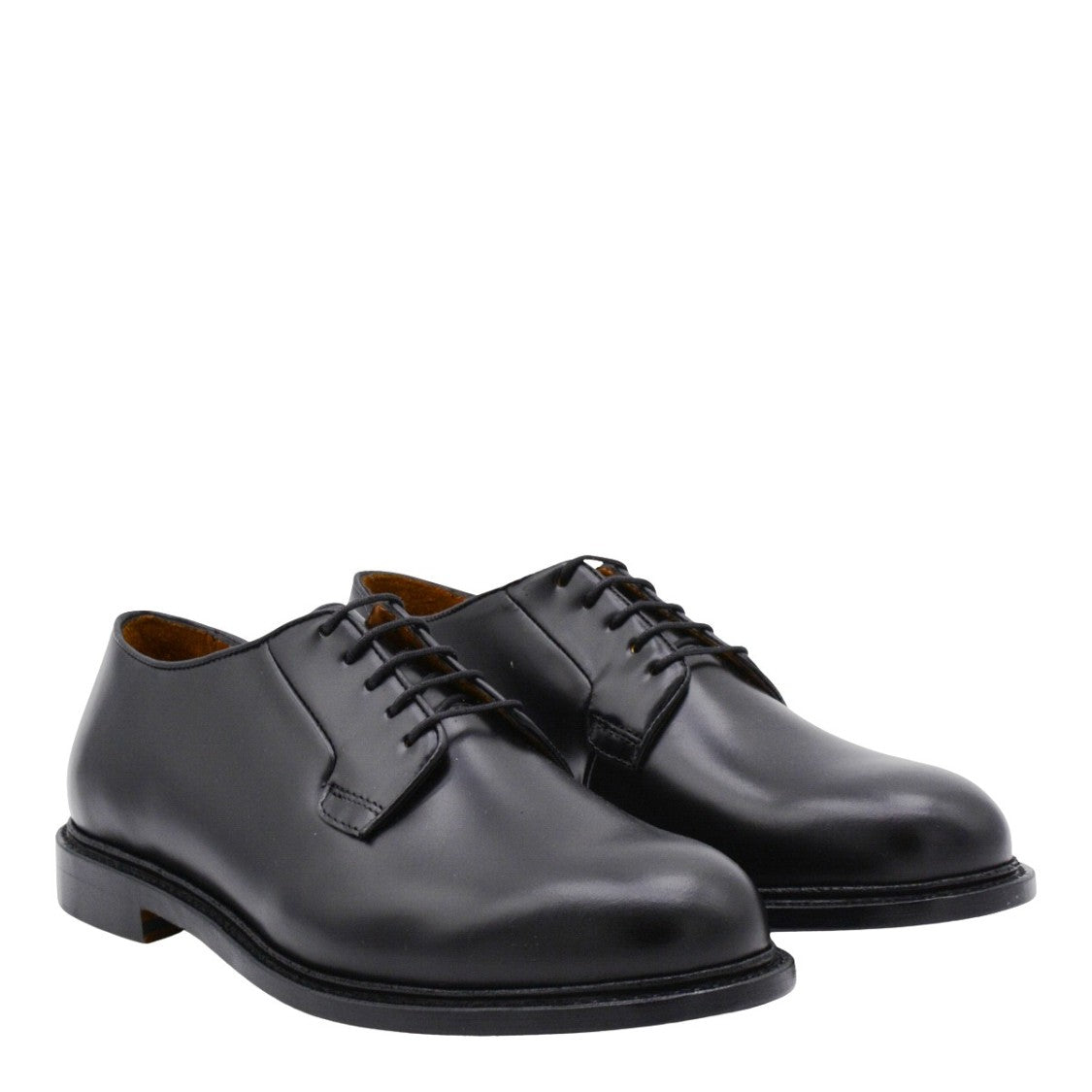 Sebago Polished Black Leather Lace-Up Flat Shoes
