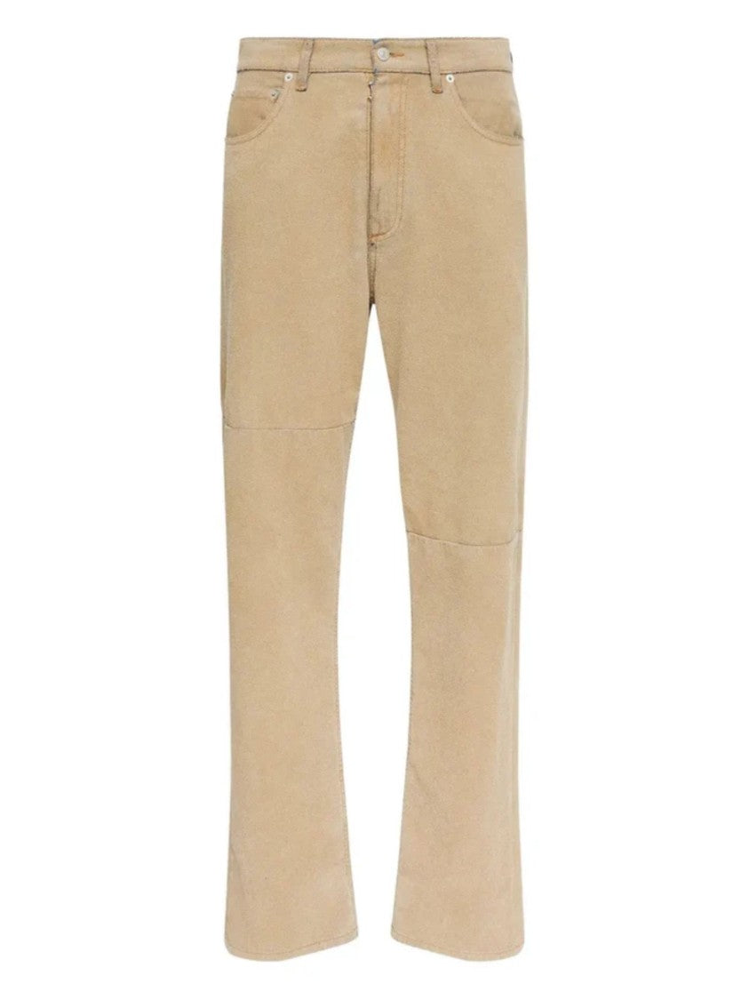 Mm6 By Maison Margiela Beige Knee Stitching Cotton Jeans