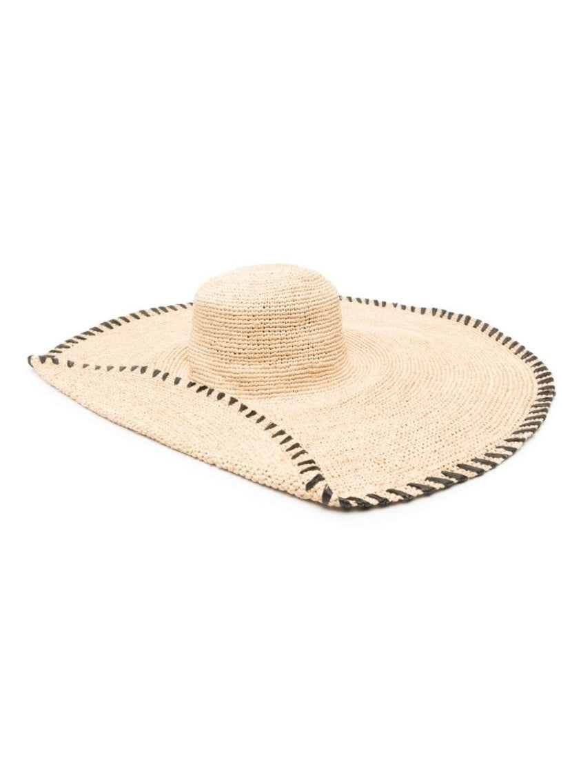 Lanvin Beige Raffia Wide-Brim Hat
