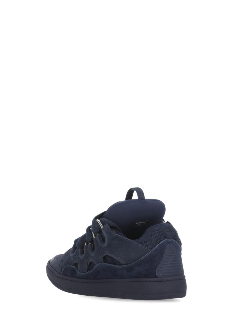 Lanvin Dark Blue Curb Leather Sneakers