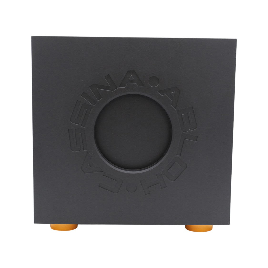 Cassina Contemporary Cube Object With Matte Black Finish And Embossed Text
