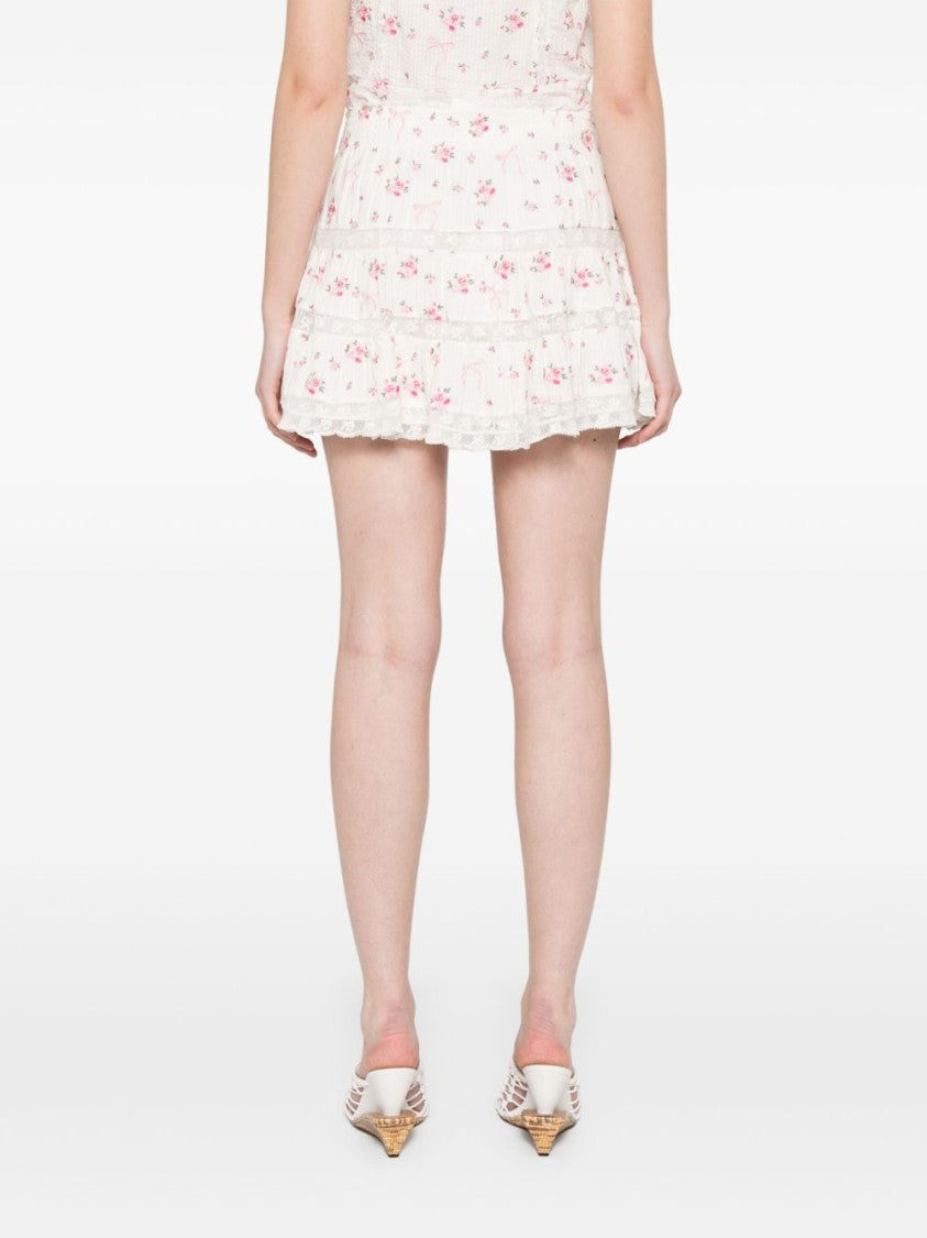 Loveshackfancy White Full Skirt With Smocked Waist