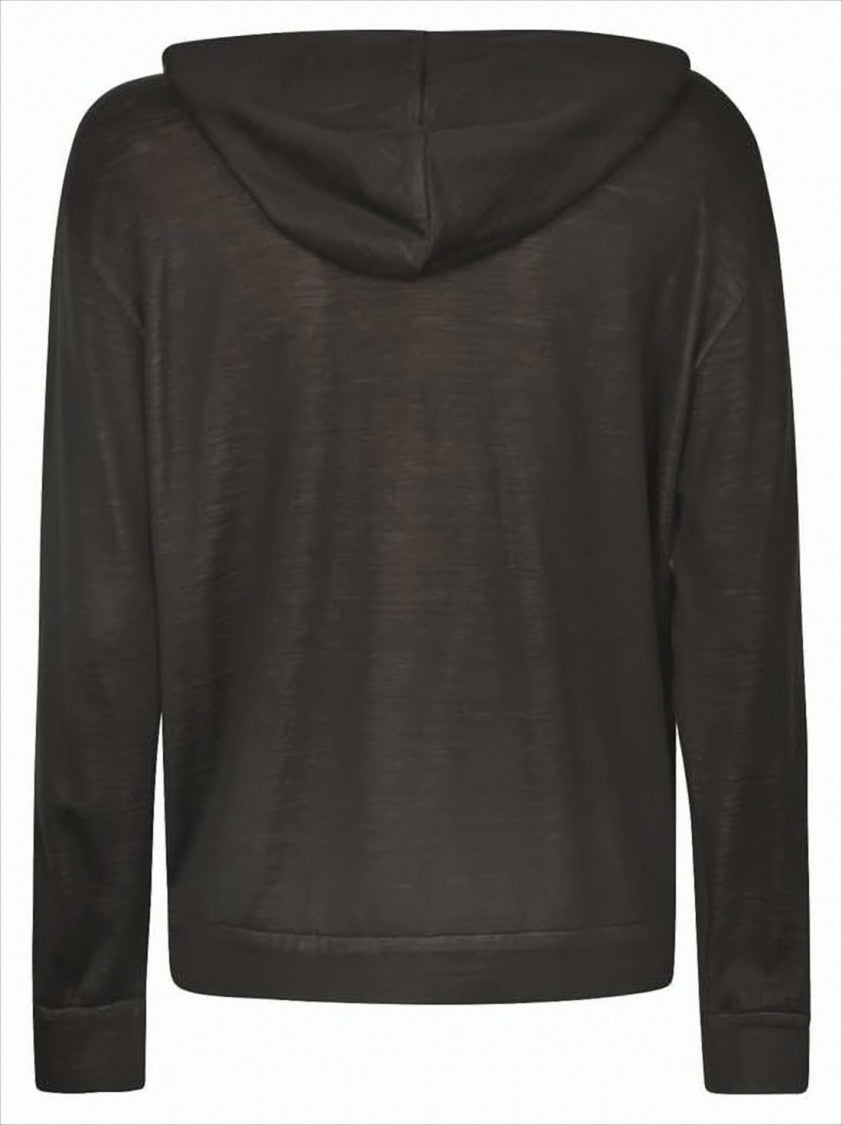 Brunello Cucinelli Long-Sleeve Zip-Up Hoodie In Semi-Sheer Fabric