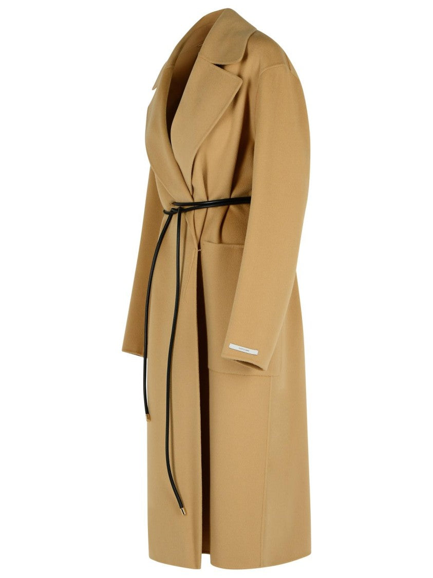 Sportmax Abate' Camel Virgin Wool Robe Coat