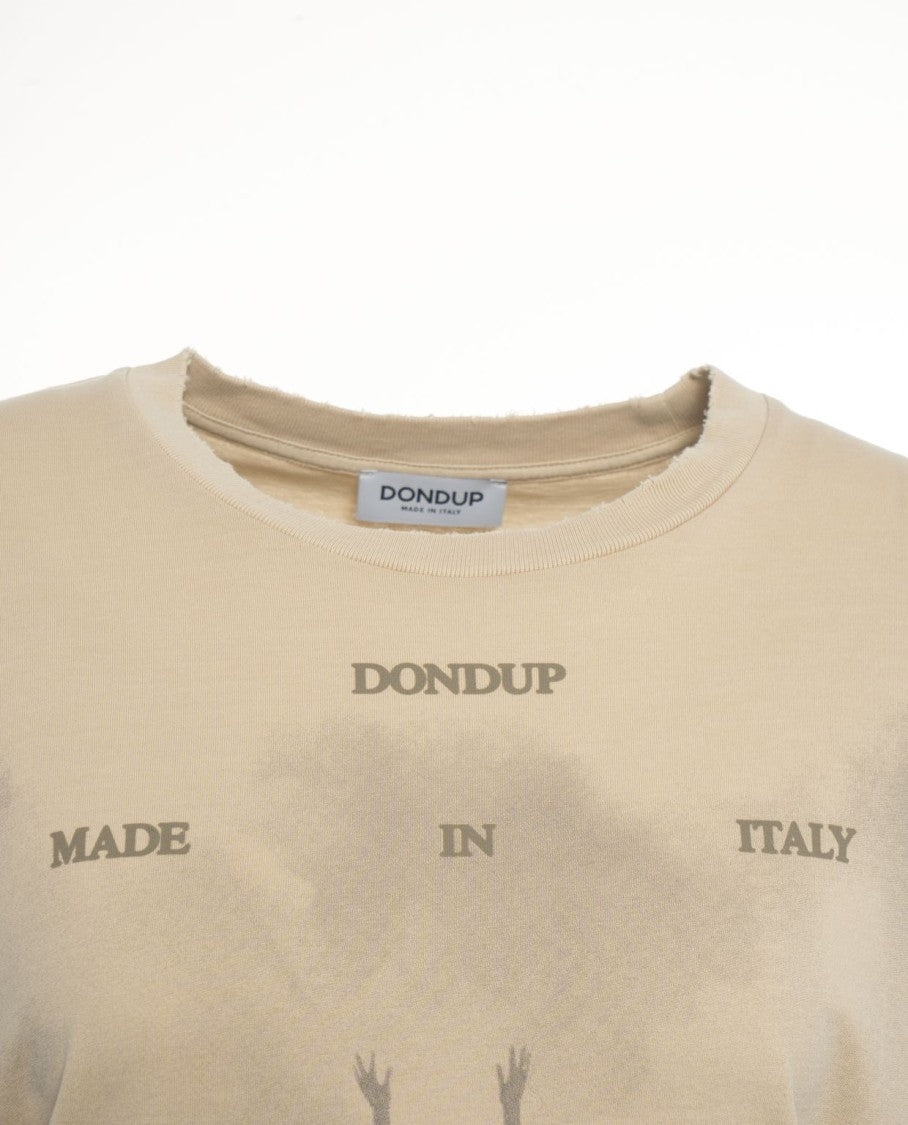 Dondup Relaxed Fit Graphic Print T-Shirt In Beige