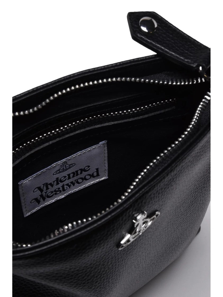 Vivienne Westwood Black Polyurethane Zip Shoulder Bag