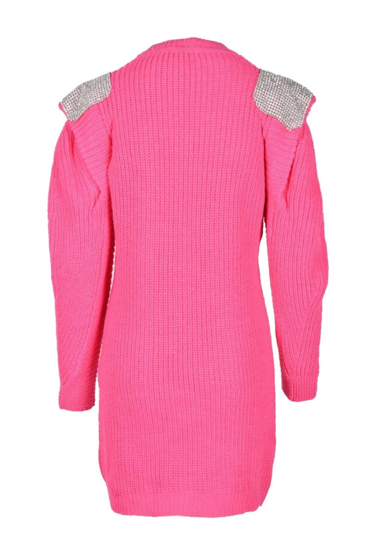 Odi Et Amo Fuchsia Rhinestone Embellished Dress