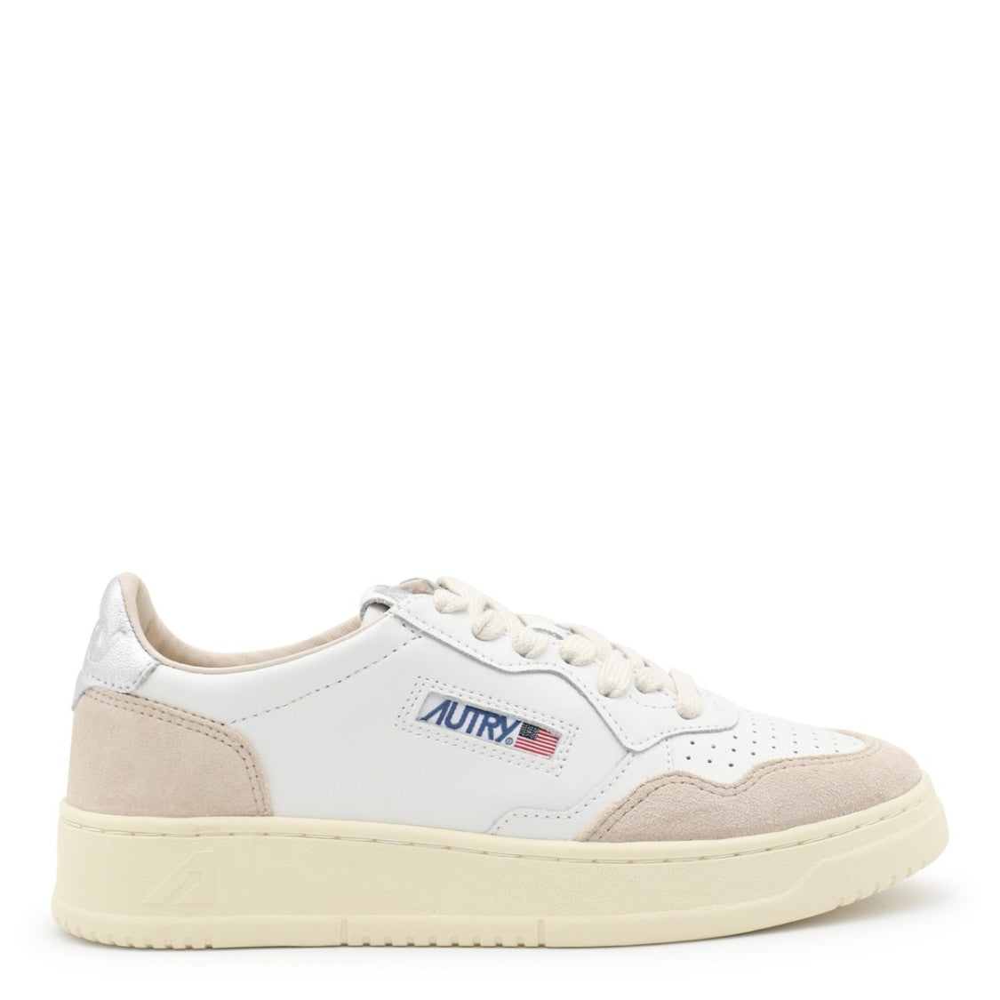 Autry White Leather Panelled Design Sneakers