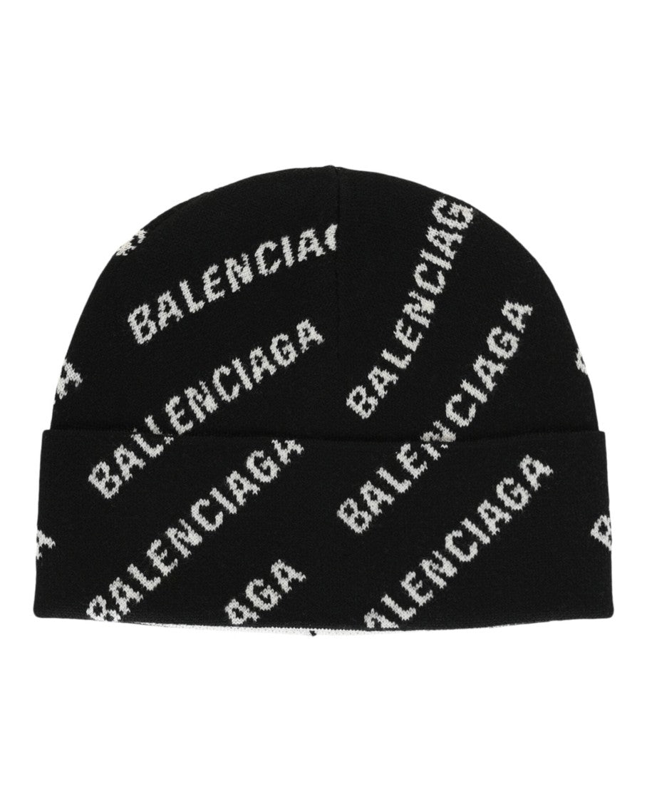Balenciaga Allover Mini Logo Knit Beanie