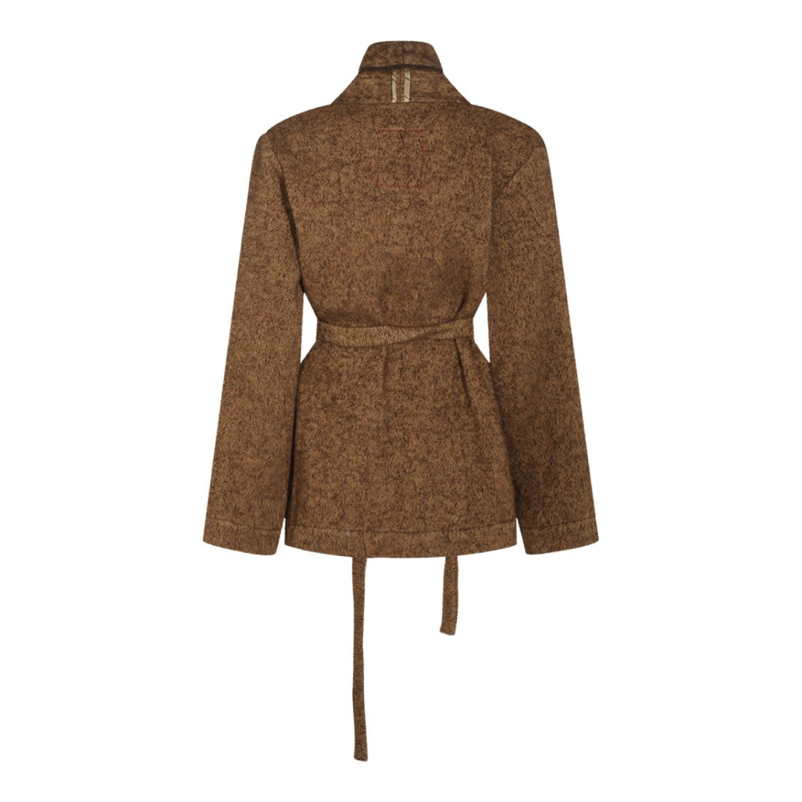Uma Wang Brown Textured Shawl-Collar Belted Jacket