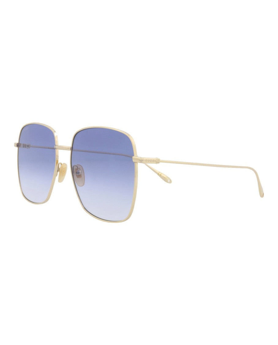 Gucci Square-Frame Metal Sunglasses With Gradient Lens