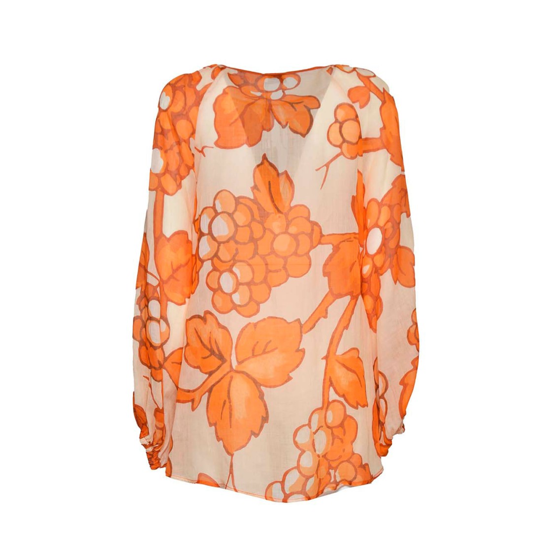 Etro Orange Printed Ramie Blouse
