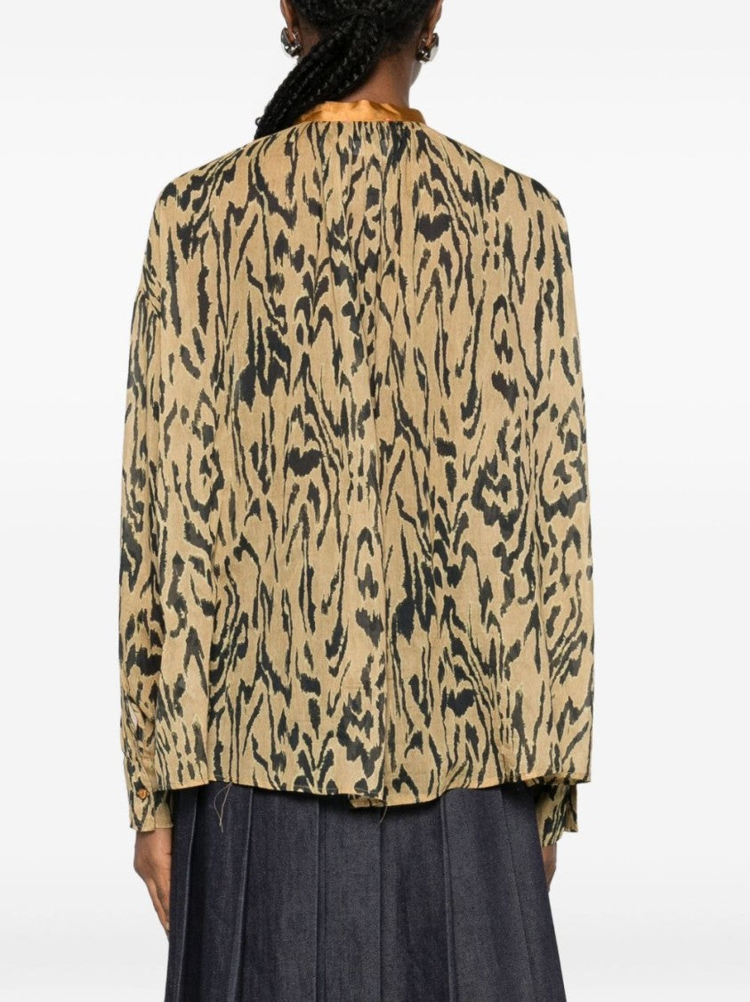 Forte Forte Loose-Fit Blouse With Abstract Animal Print