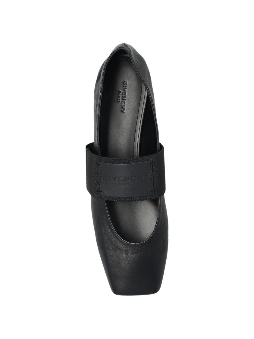 Givenchy Sliced Square Pointed Black Ballerina Flats