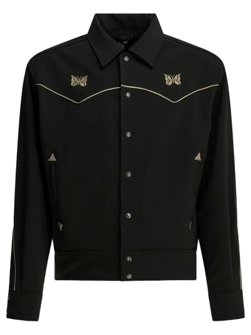 Needles Cropped Black Jacket With Classic Collar