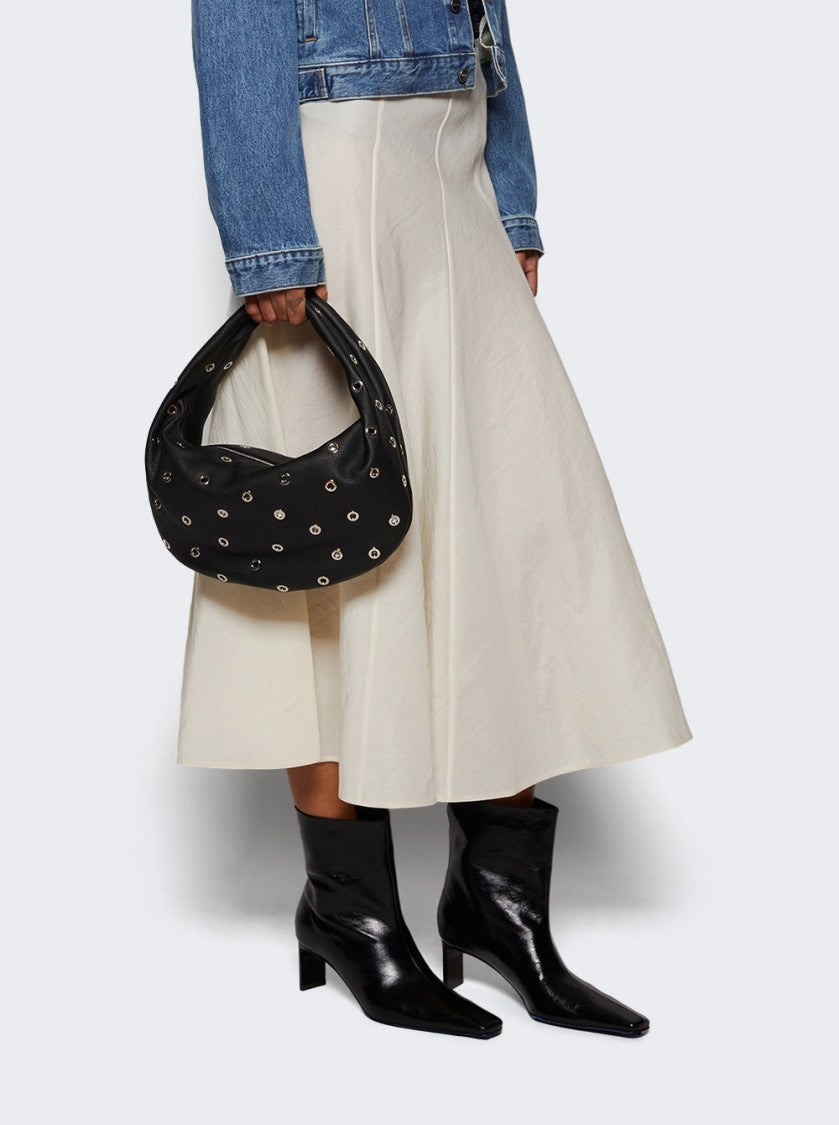 Khaite Olivia Medium Hobo Bag Black Pebbled Leather