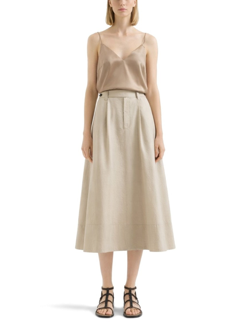 Brunello Cucinelli Tailored Cotton-Blend Poplin A-Line Midi Skirt