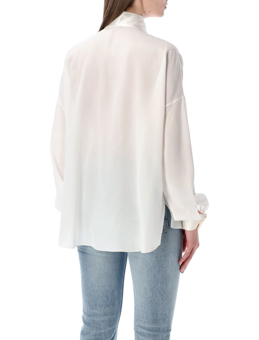 Tom Ford Silk Shirt Front Tie Blouse