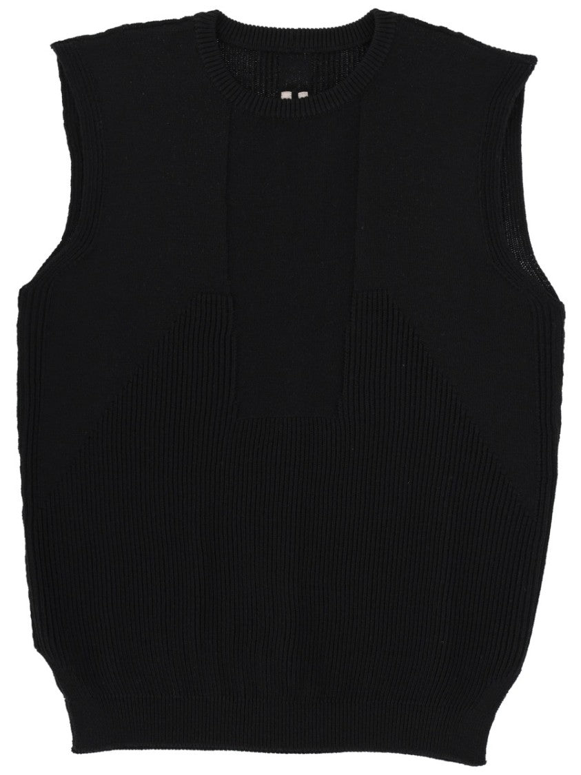 Rick Owens Neutrals Sleeveless Ribbed New Wool Tank Top