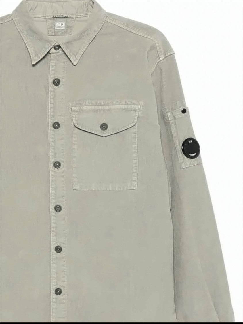 C.P. Company Button-Up Casual Jacket With Textured Fabric And Iconic Patch
