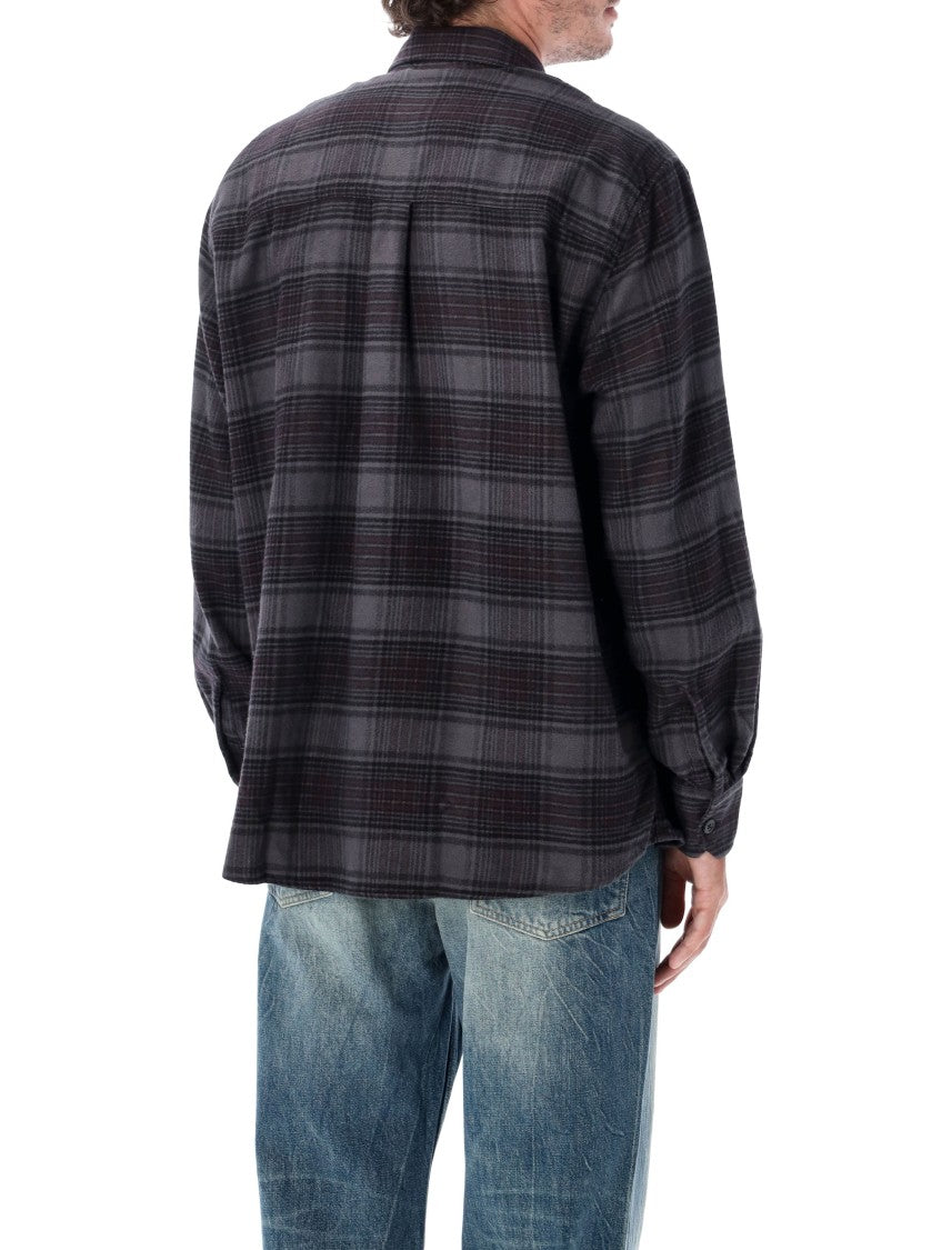 Our Legacy Above Faded Nocturne Plaid Italian Cotton Flannel Overshirt
