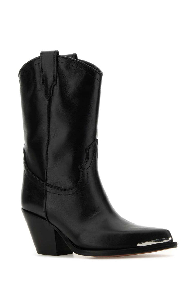 Sonora Black Leather Clara Ankle Boots