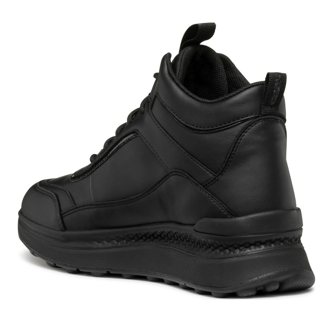 Geox Spherica Actif Black Flat Lace-Up Leather Boots
