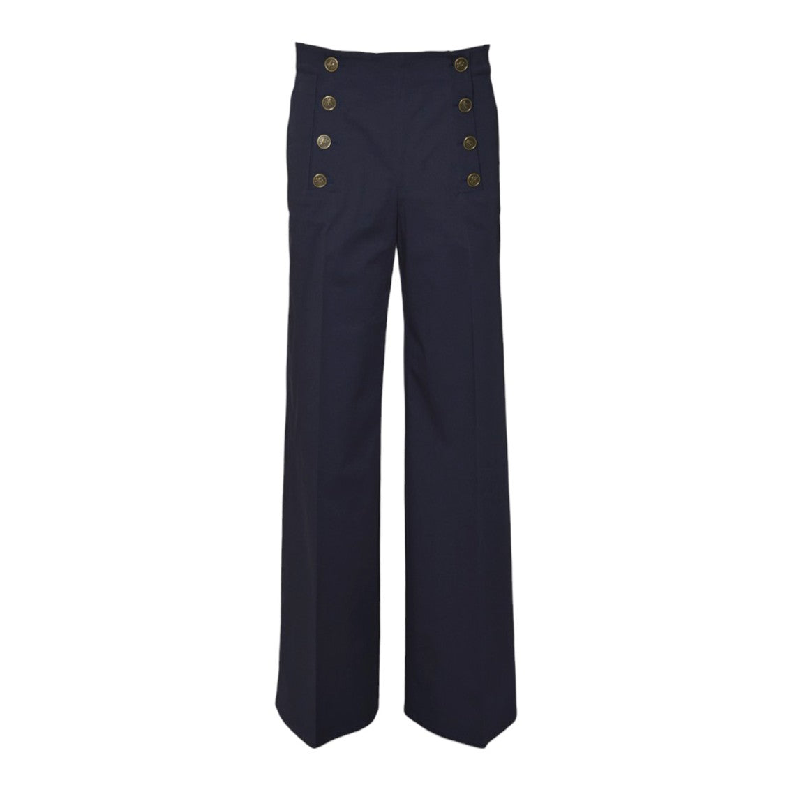 Etro Blue Cotton Straight Trousers With Buttons