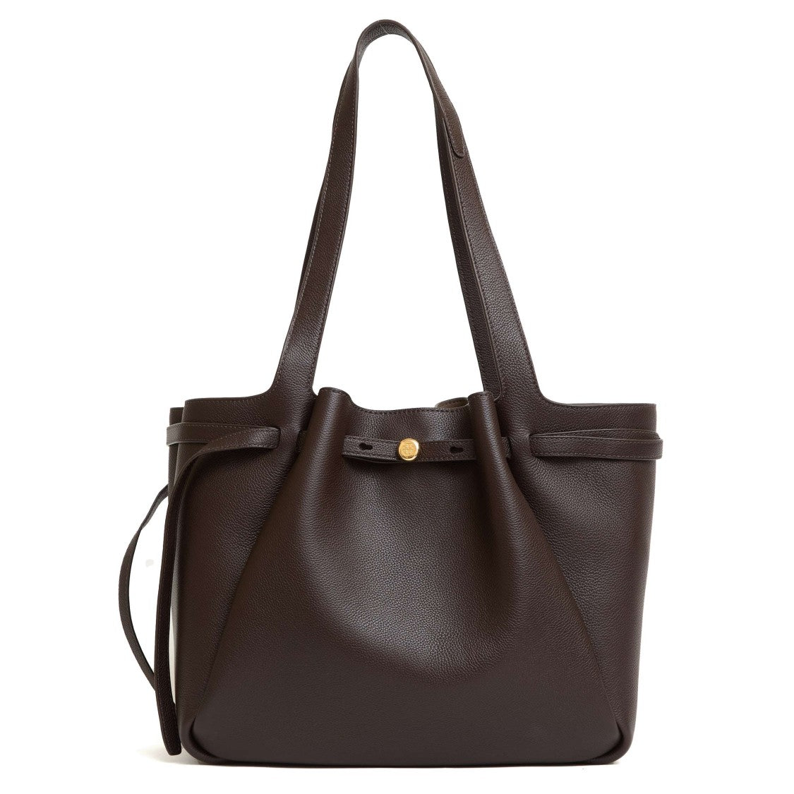 Tory Burch Romy Shopping Bag In Dark Brown Leather