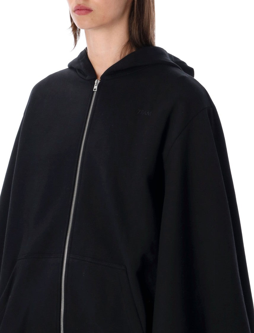 7 For All Mankind Oversize Zip Cape-Silhouette Zip Hoodie