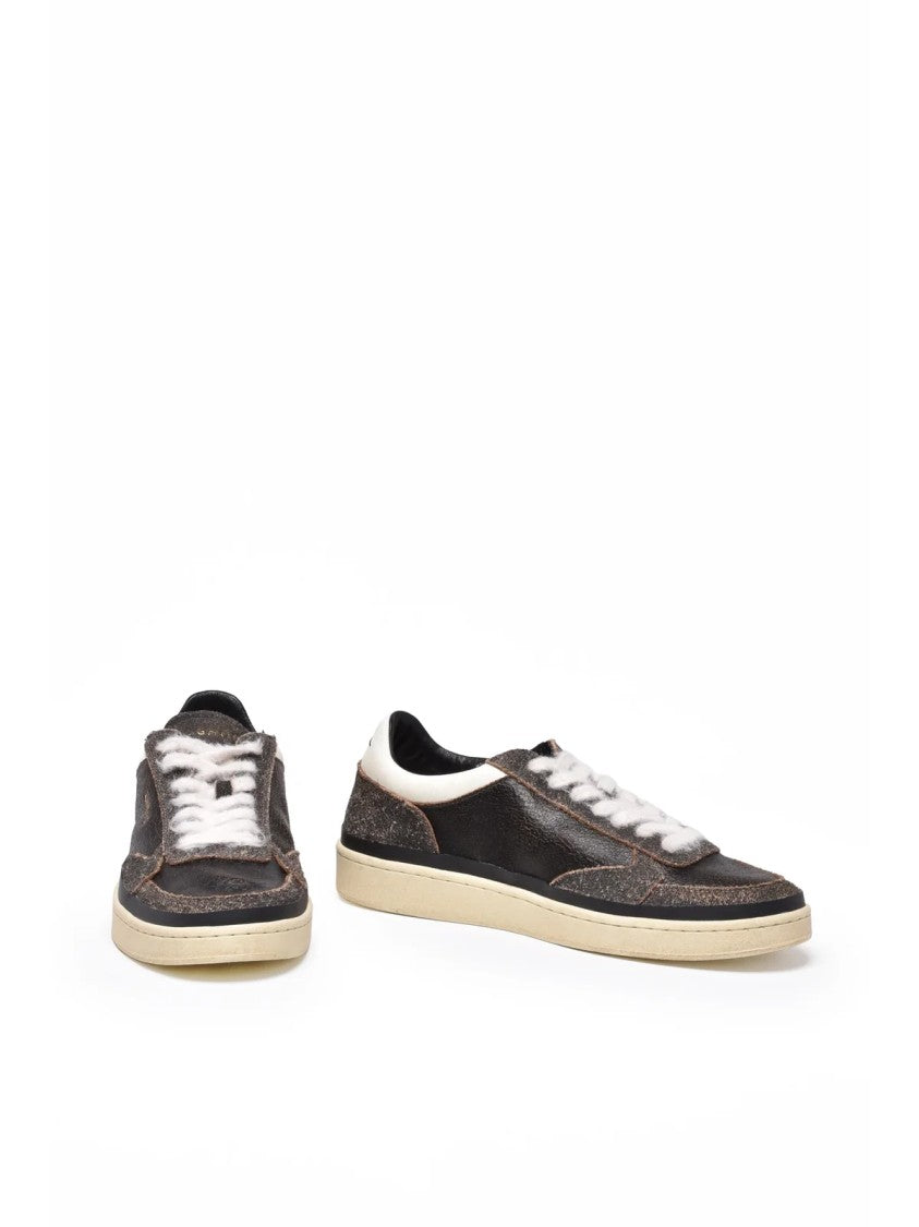 Ghoud Brown Leather Distressed Sneakers