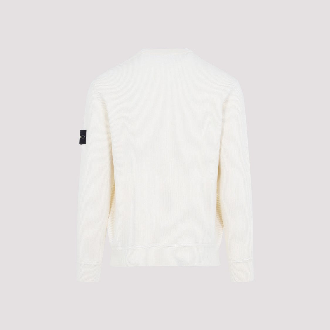 Stone Island Ivory White Cotton Crew Neck Sweater