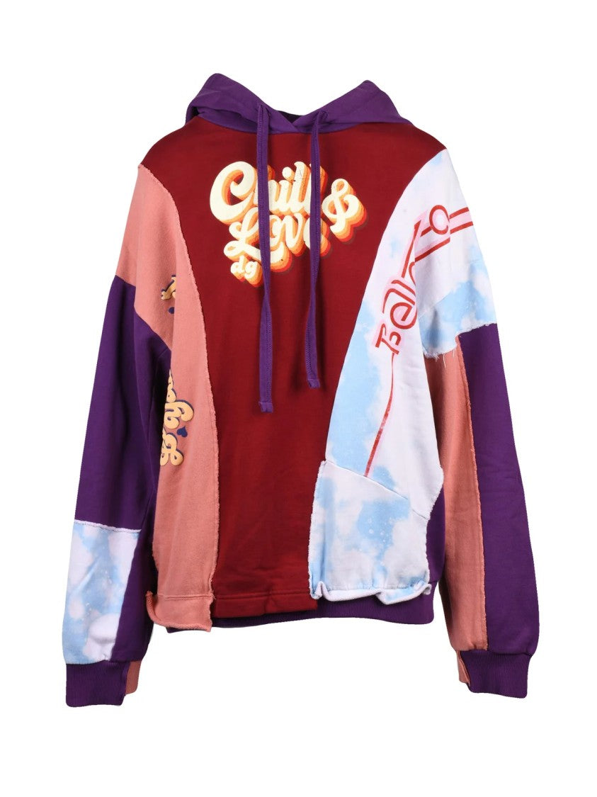 Dolce & Gabbana Multicolor Patchwork Hooded Cotton Sweatshirt