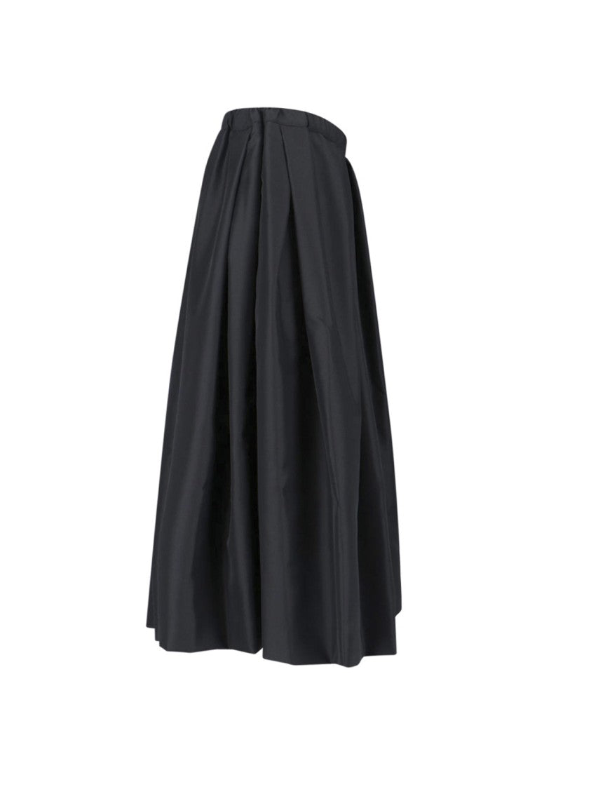 Comme Des Garçons Gathered Black Midi Skirt With Elastic Waistband