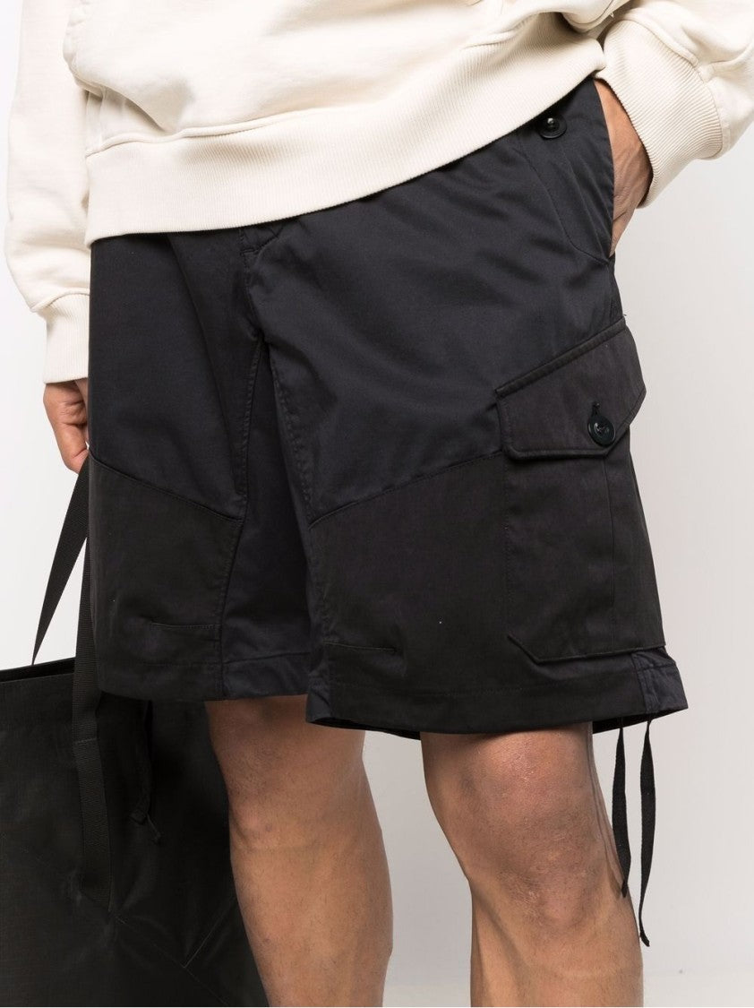 Ten C Two-Tone Navy Bermuda Shorts With Cargo Pockets