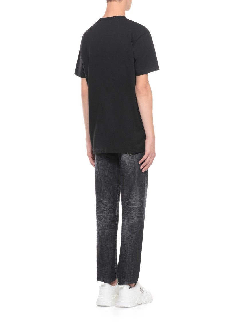 Philipp Plein Black Cotton T-Shirt With Logo Graphic