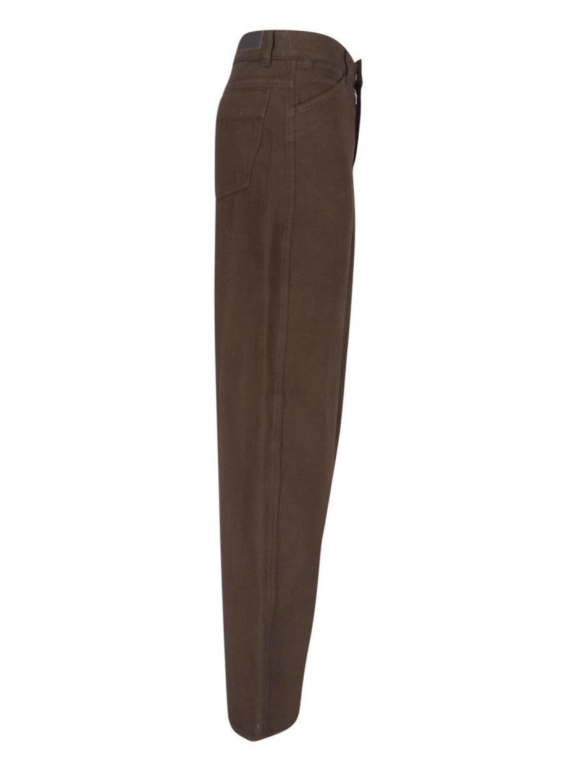 Lemaire Brown Rounded Wide-Leg Cotton Pants