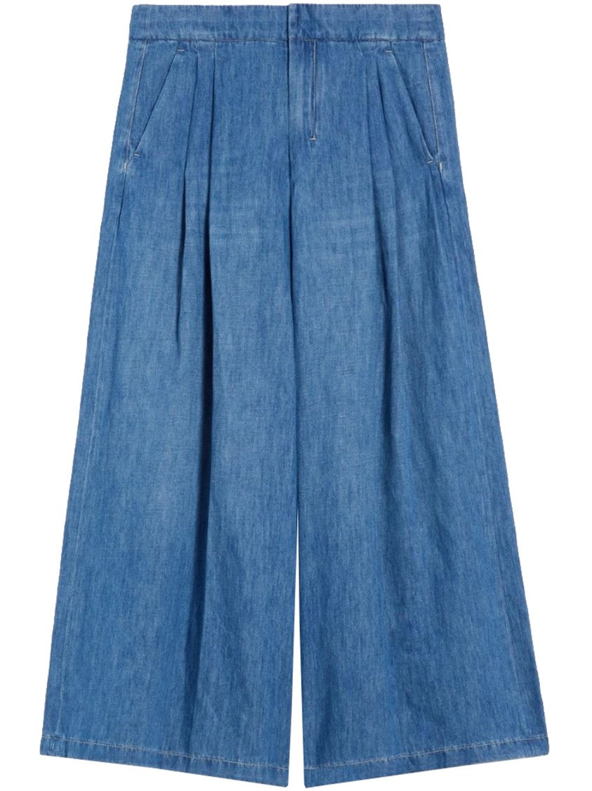 Max Mara Blue Smmnastr Wide-Leg High Denim Culottes