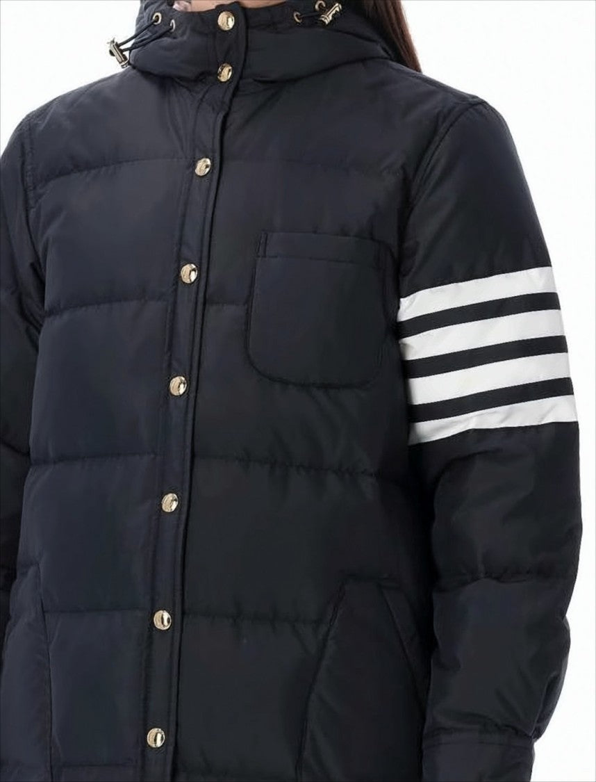 Thom Browne Quilted Hooded Down Coat With Gold-Tone Buttons