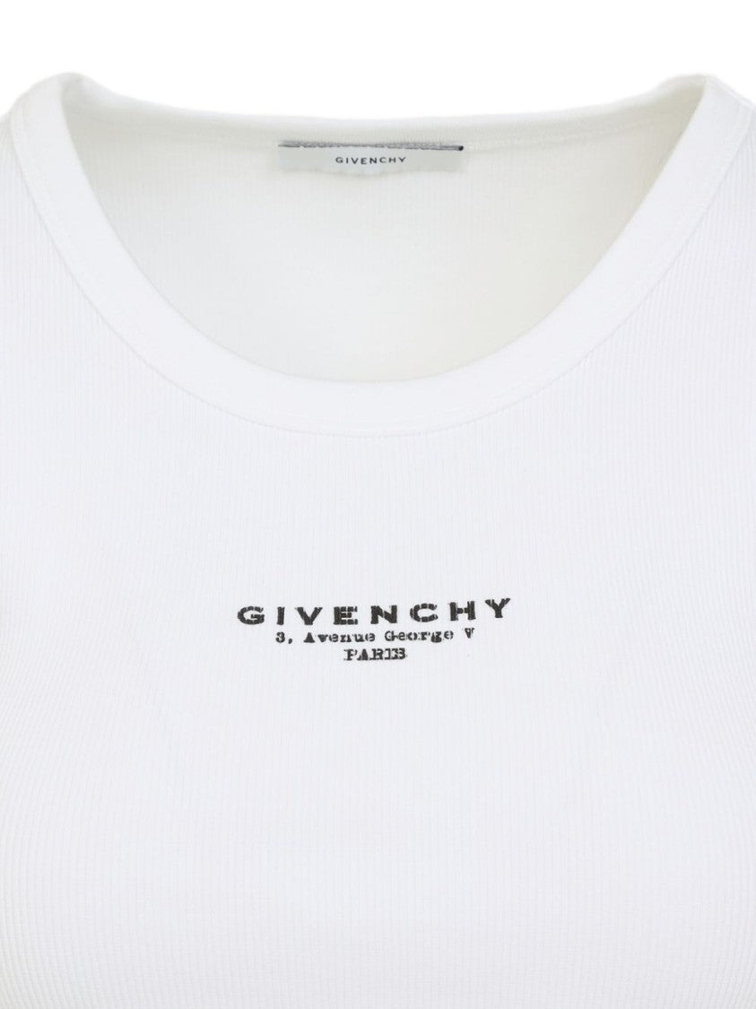Givenchy White Ribbed Round Neck Sleeveless Top