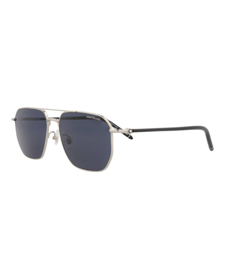 Montblanc Aviator-Frame Metal Sunglasses With Silver Finish