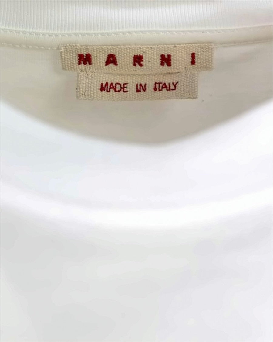 Marni Classic Short-Sleeve Cotton T-Shirt With Textured Black Lettering