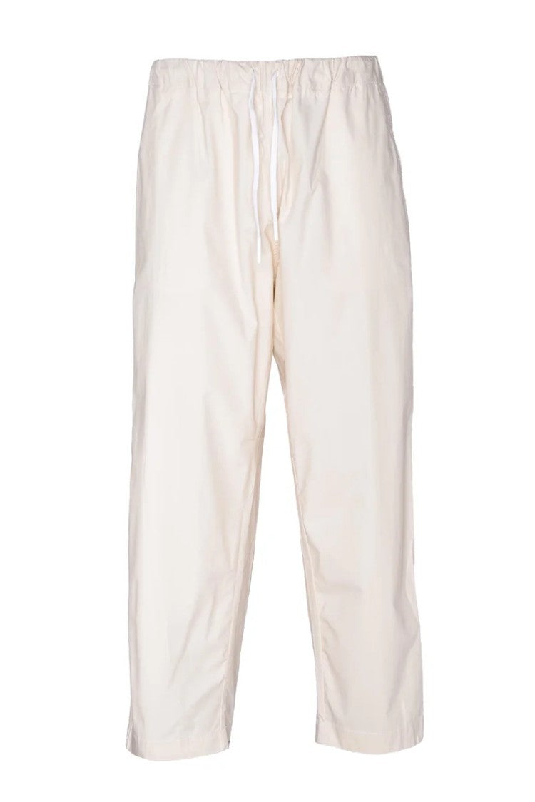 Dressism. Relaxed Fit White Trousers With Drawstring Waistband
