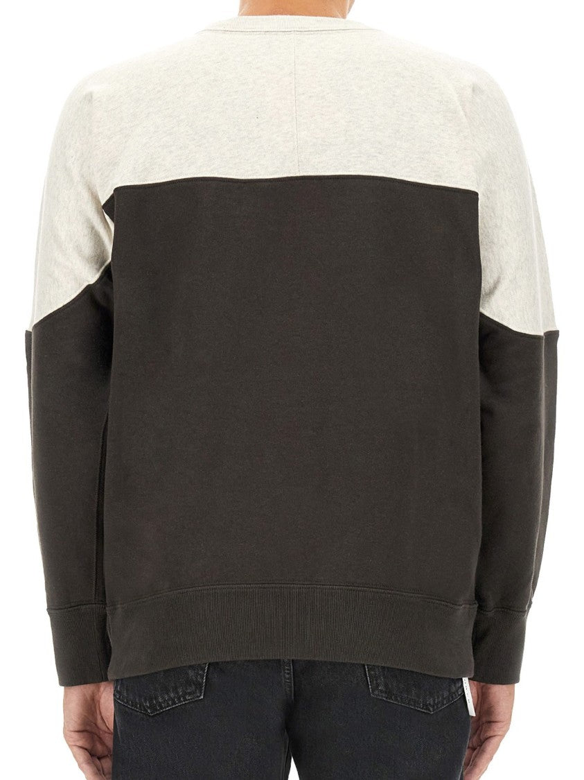 Isabel Marant Two-Tone Long-Sleeve Sweatshirt With Bold Logo