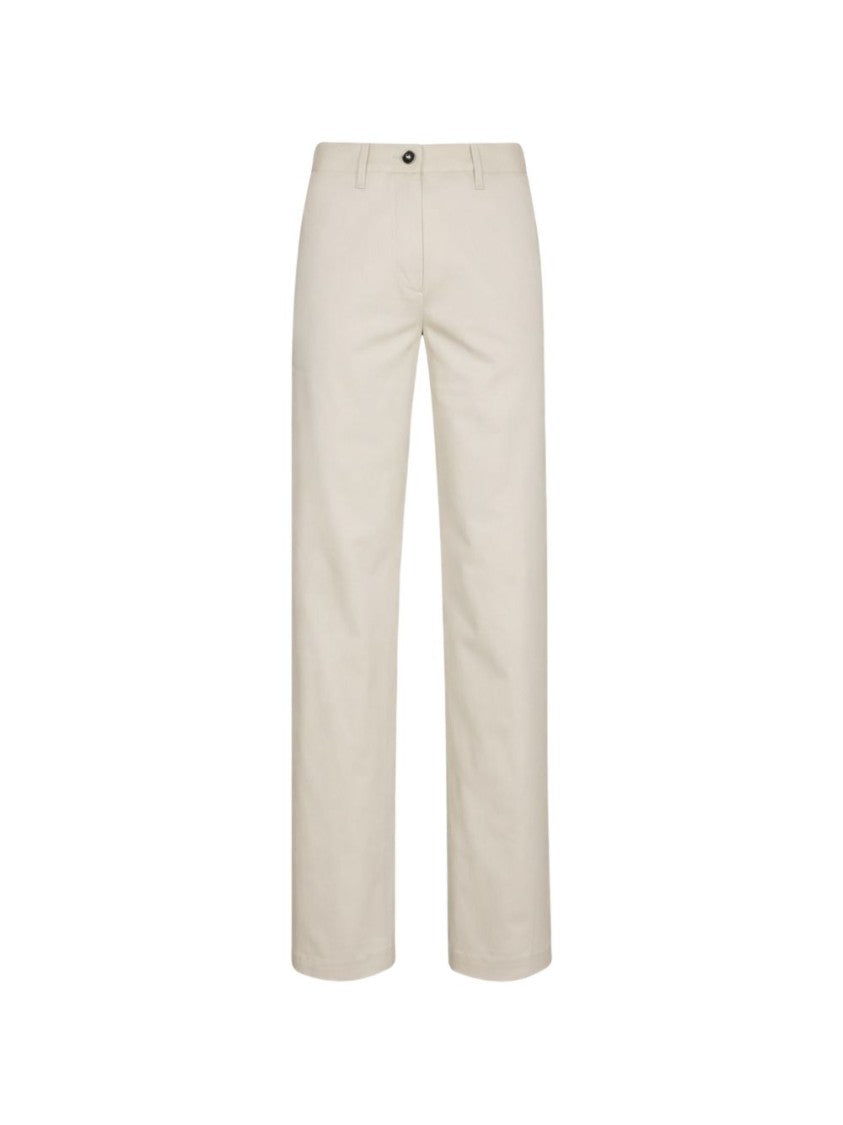 Nine In The Morning Beige Fold 2 Logo Trousers