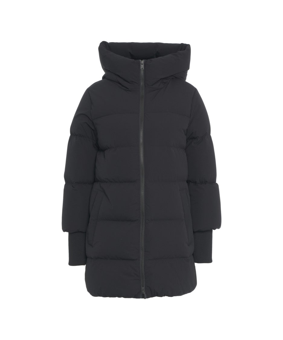 Woolrich Medium-Length Puffer Coat With High Collar And Protective Hood