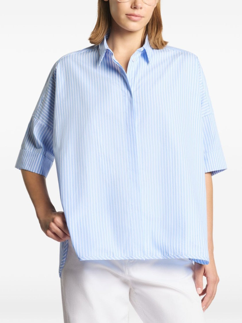 Fay Vertical Striped Loose-Fitting Shirt With Concealed Button Fastening