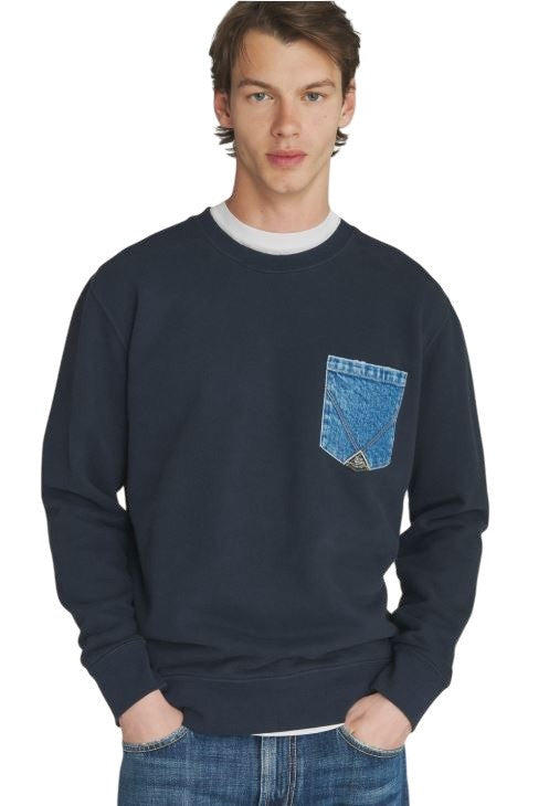 Roy Rogers Solid Color Brushed Cotton Crewneck Sweatshirt.