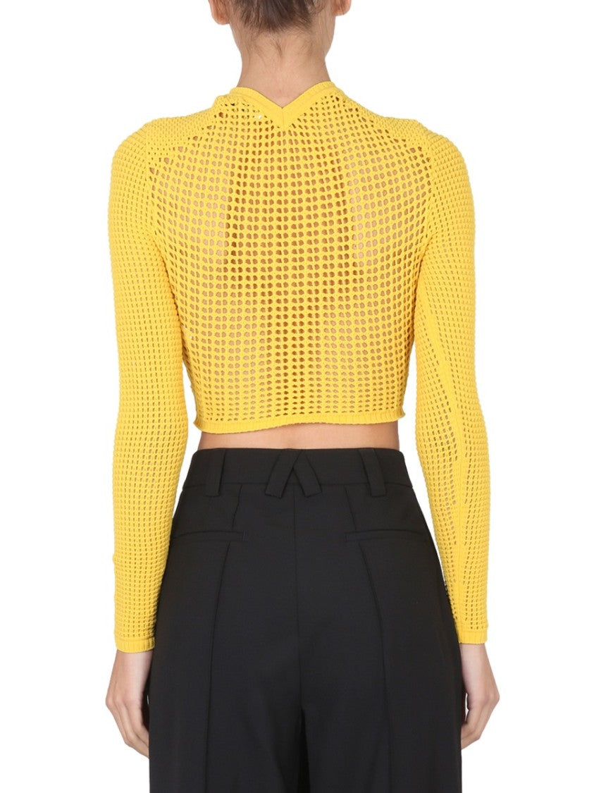 Ambush Perforated Crop Shirt With High Neckline